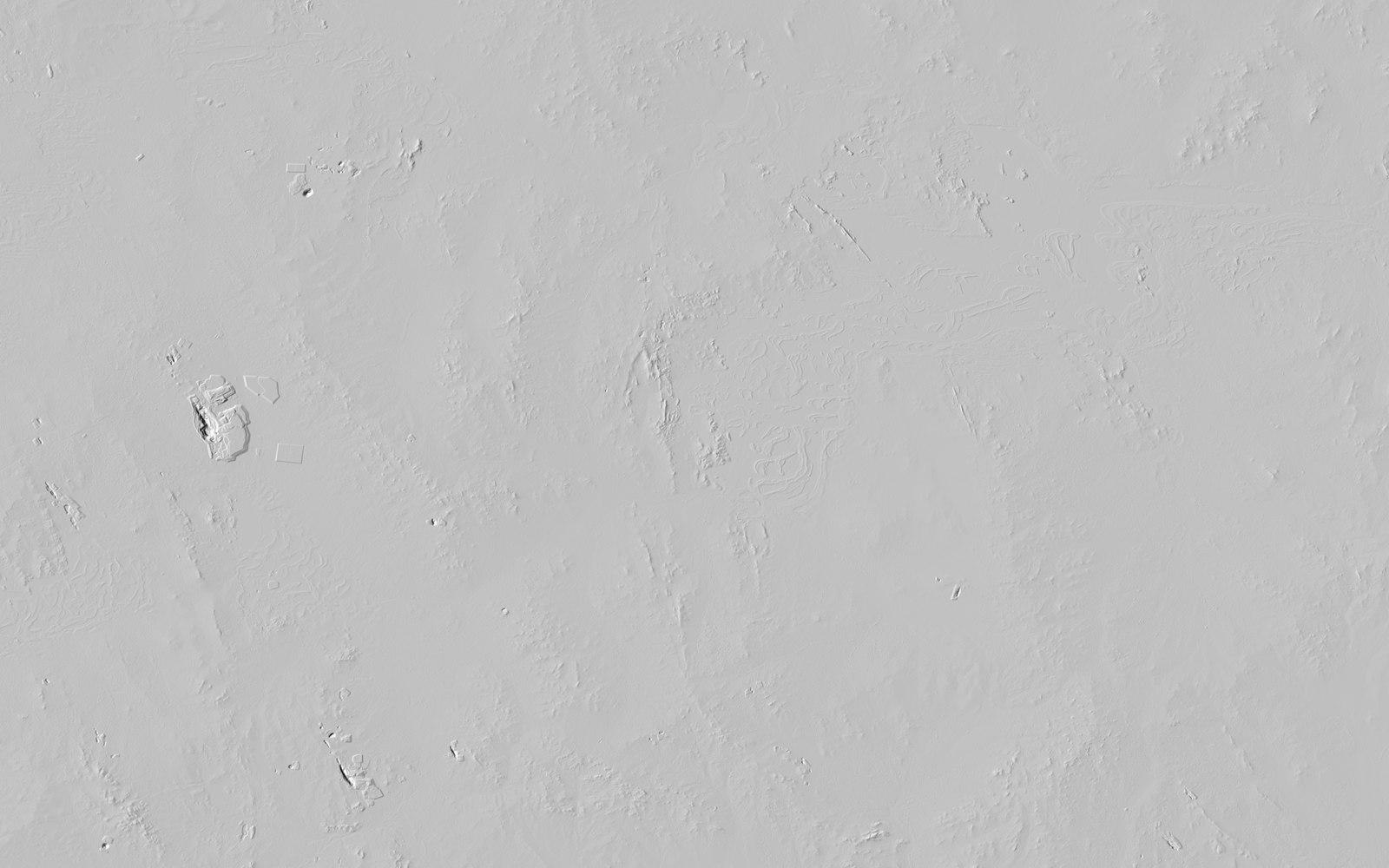 Grey LiDAR terrain view used as a quiet base layer for reading ground shape
